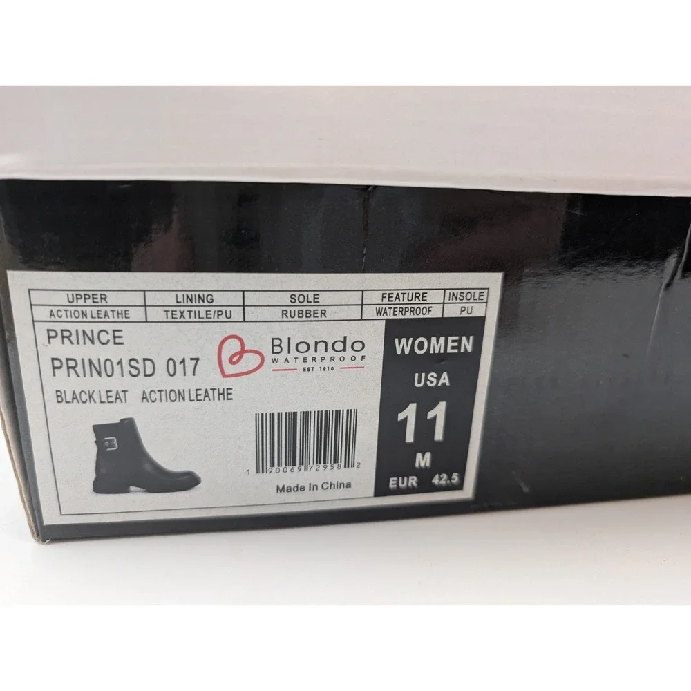 NEW Blondo Prince Women's Waterproof Leather Buckle Boot US 11‎ Black Side Zip
